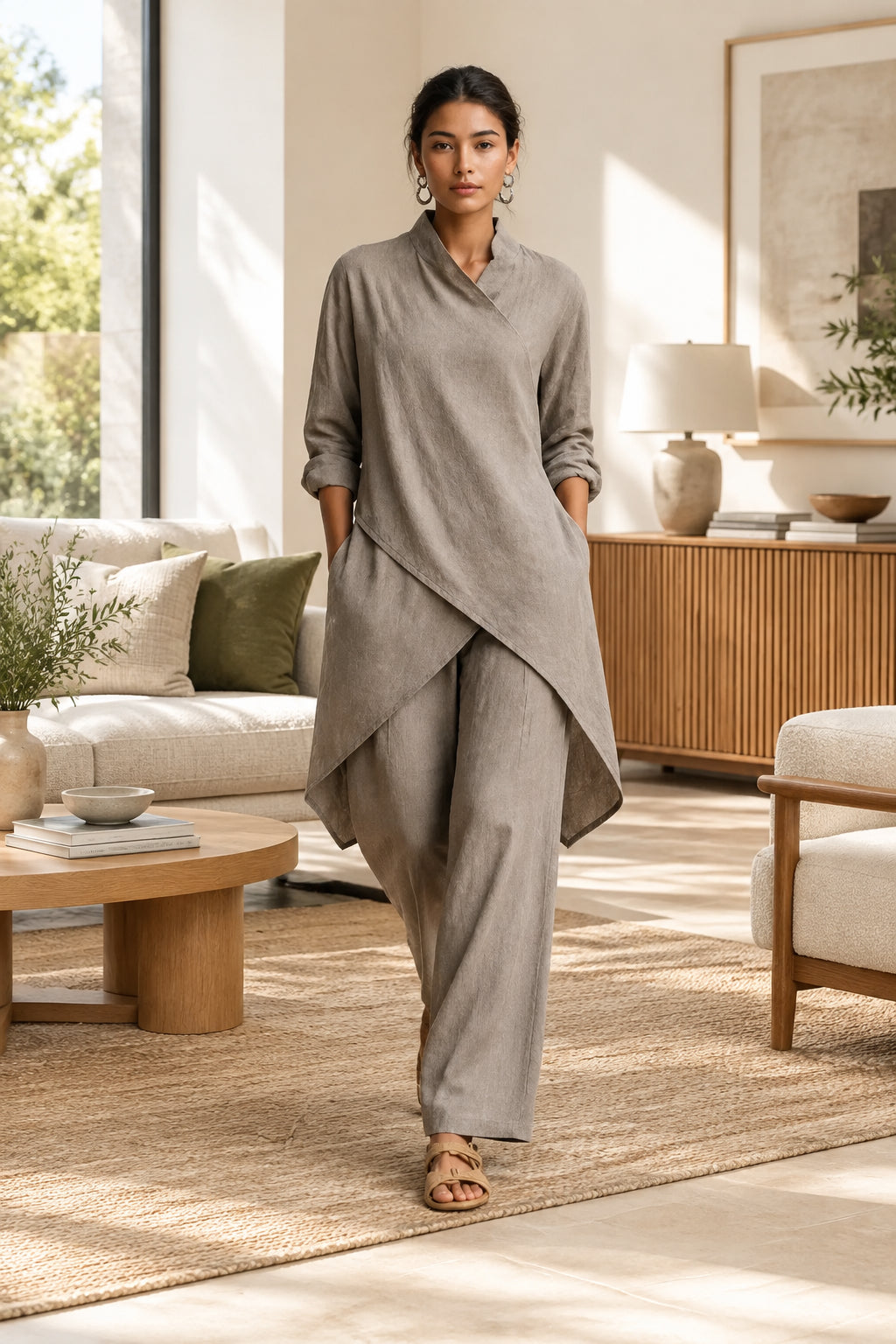 Asymmetrical Wrap Two-Piece Set