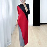 Slim-Fit Color Block Stretch Dress