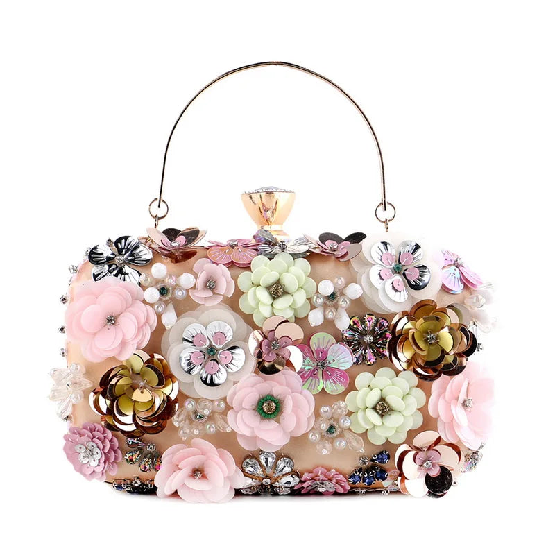 Diamonds Floral Embroidery HandBag by Crystal Crystina, alternate view 2