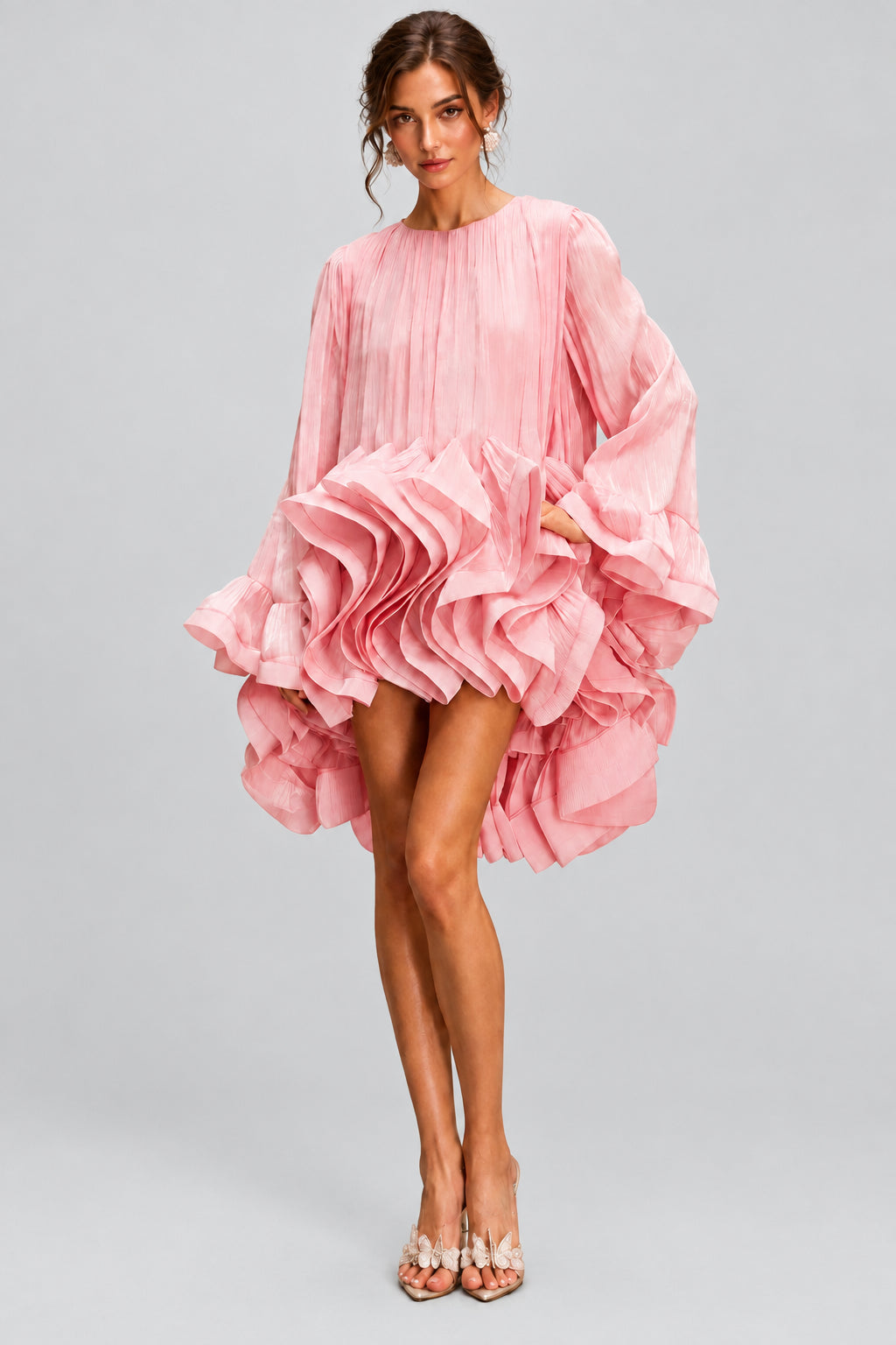 Pink Ruffle Mini Dress