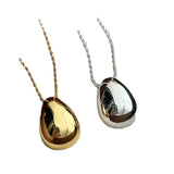 Smooth Metal Teardrop Pendant Necklace