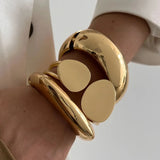 Chunky Gold Spring Bangles| Heavy Metal Bracelet Set