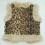 Sleeveless Fur Leopard Vest and Pant Suit