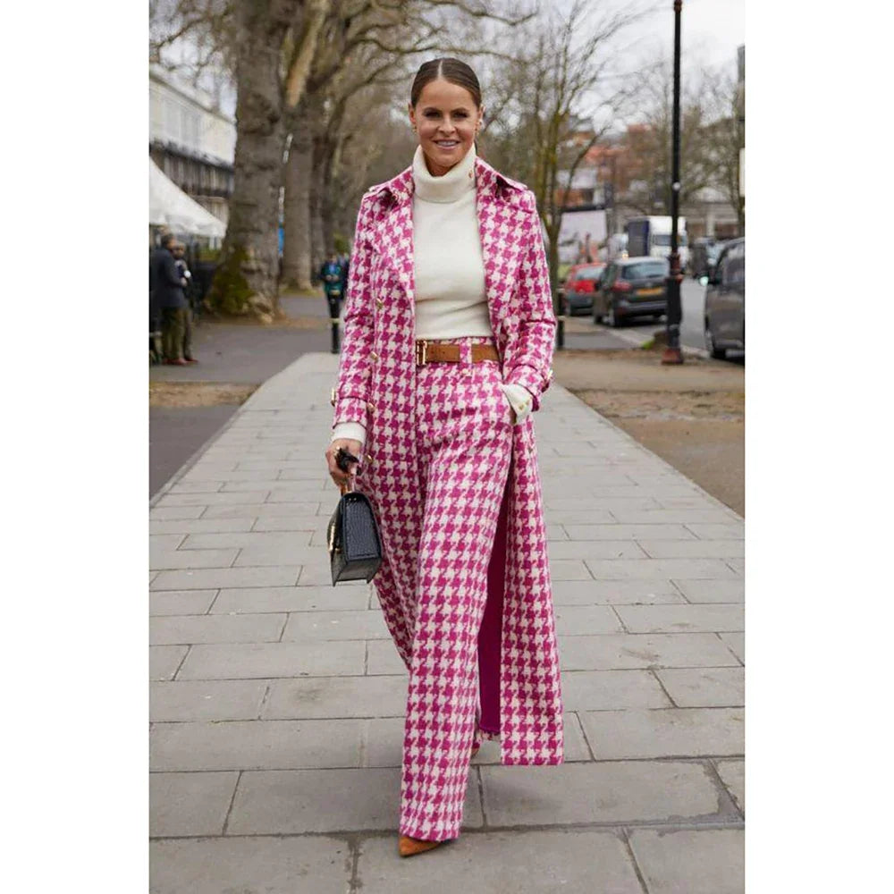 Pink Houndstooth Blazer and Pants Set by Crystal Crystina, alternate view 3