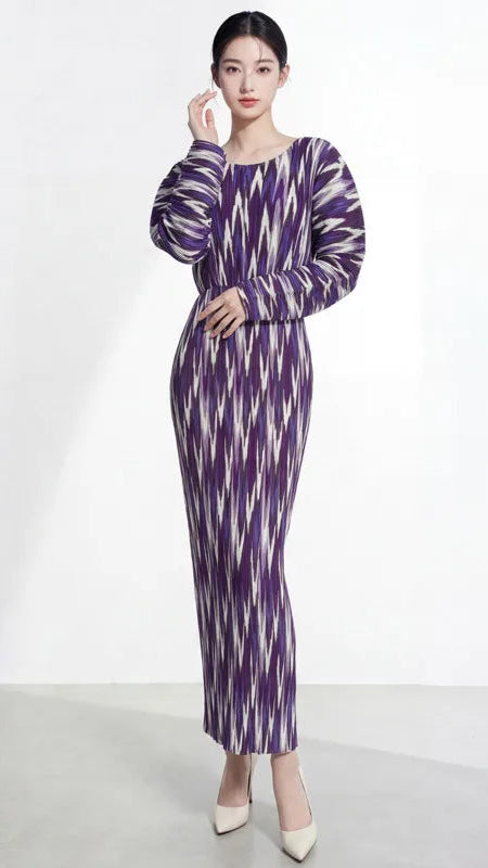 CurveKind™ Purple Geometric Print Batwing Dress