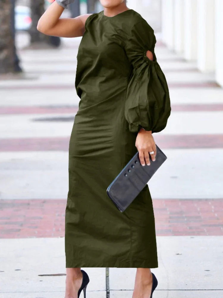 Ruched Side Split Maxi Bodycon Midi Dress by Crystal Crystina, alternate view 2