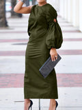 Ruched Side Split Maxi Bodycon Midi Dress