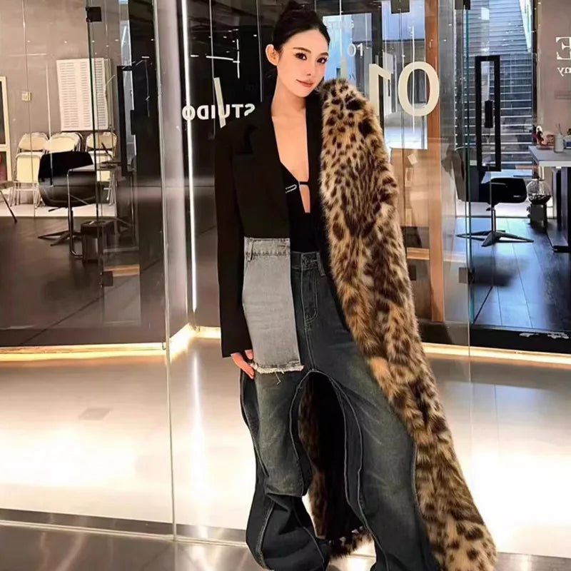 Luxury Leopard Faux Fur Coat by Crystal Crystina, alternate view 3