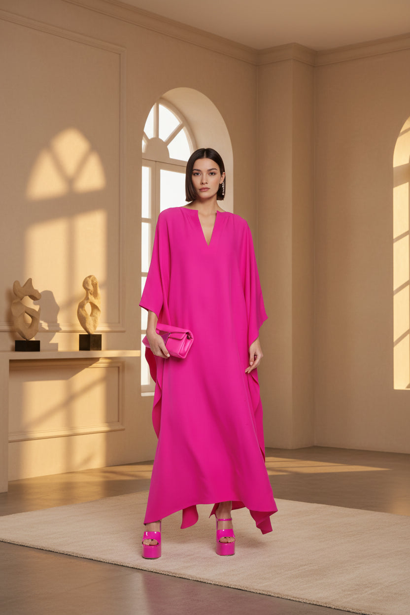 Hot Pink Satin Prom Dress