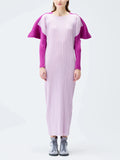 CurveKind™ Geometric Pleated Long-Sleeve Dress