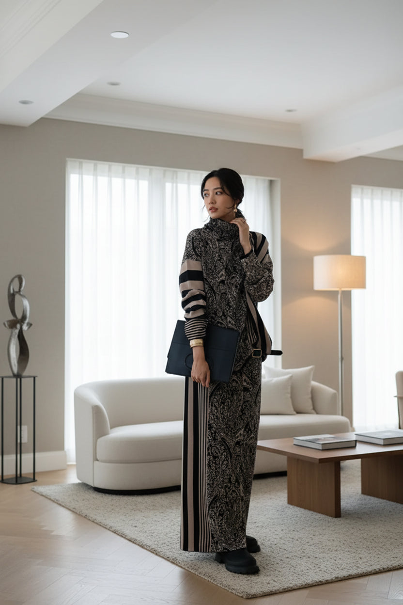Striped Pullover Knit Set