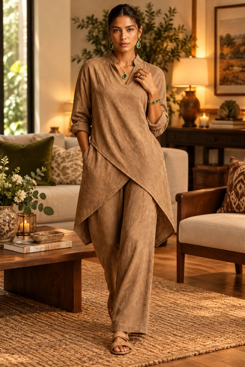 Asymmetrical Wrap Two-Piece Set