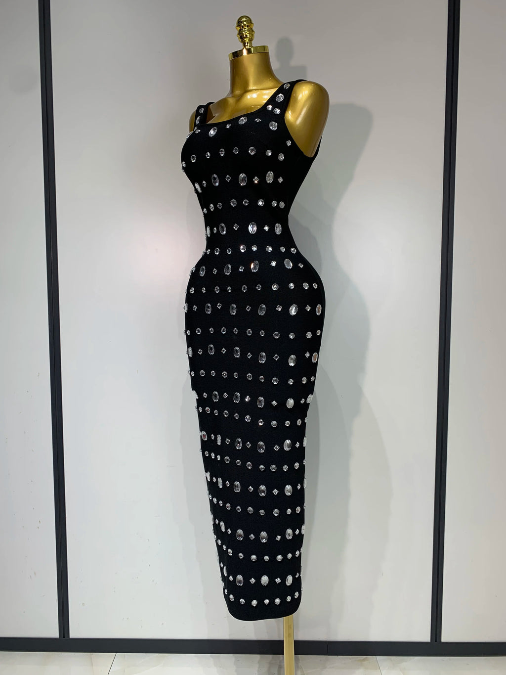 Rhinestone Bodycon Maxi Dress by Crystal Crystina, alternate view 2