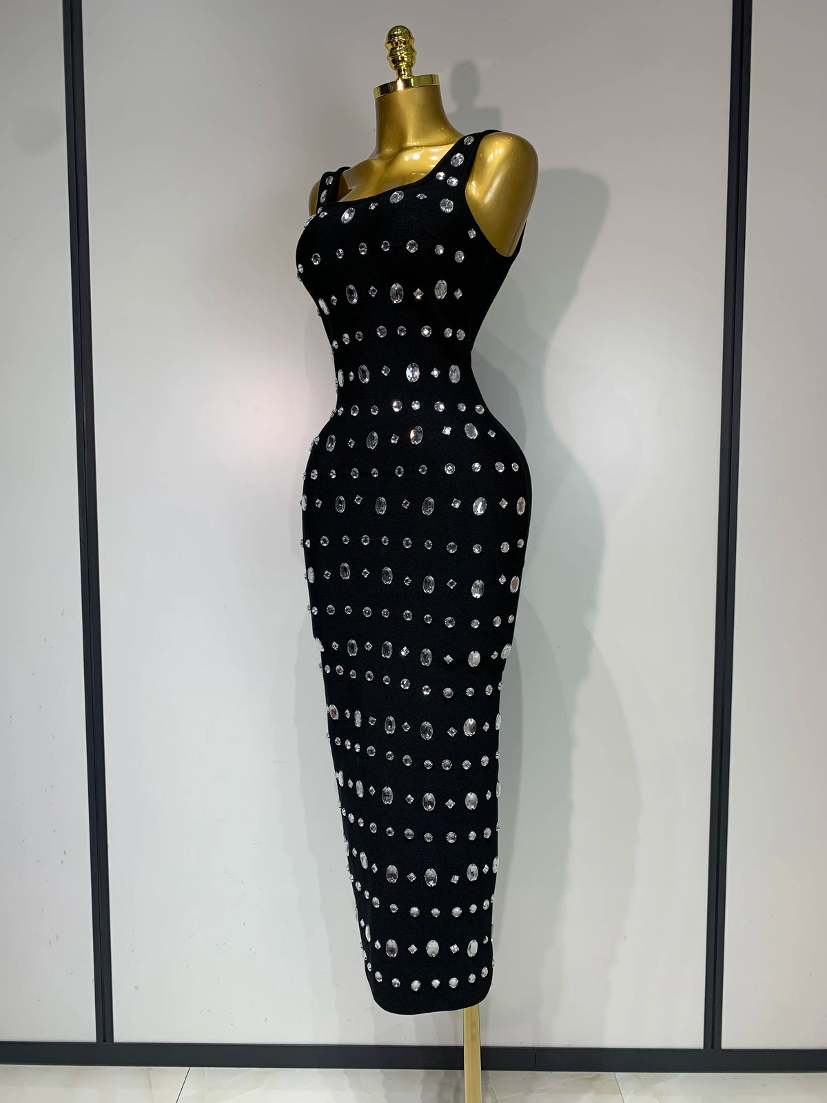 Rhinestone Bodycon Maxi Dress by Crystal Crystina, alternate view 2