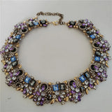 Crystal Rhinestone Collar Choker Necklace and Earrings