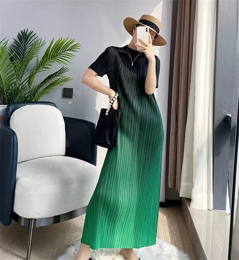 CurveKind™ Gradient Pleated Maxi Dress by Crystal Crystina, alternate view 4