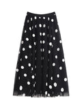 Embroidered Polka Dot Midi Skirt