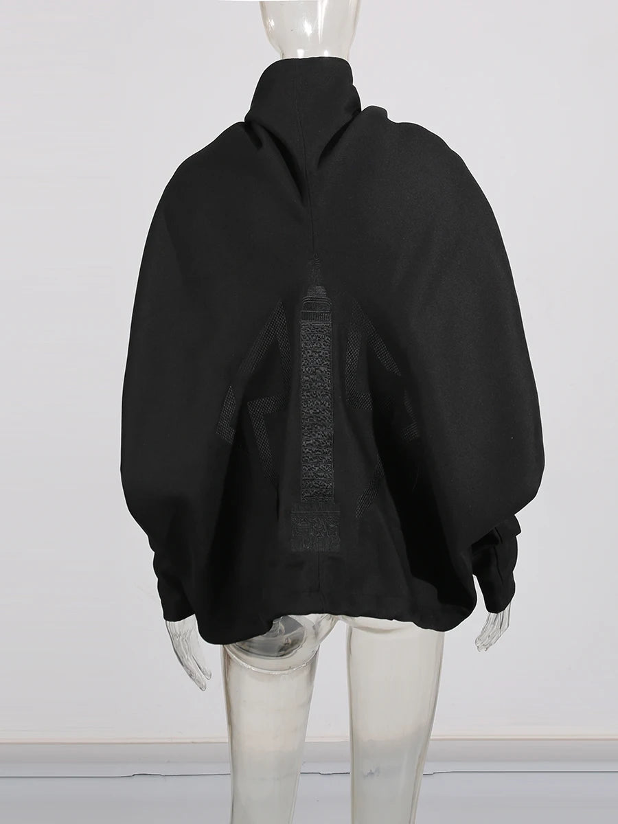 Loose Patchwork Jacket – Zipper, Lace-Up, Long Sleeve by Crystal Crystina, alternate view 4