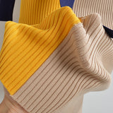 Elegant Colorblock Turtleneck Sweater Dress