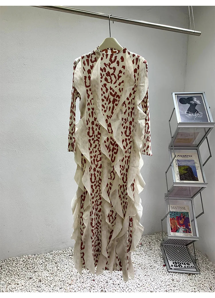 Leopard Print Patchwork Ruffled Dress by Crystal Crystina, alternate view 7