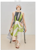 CurveKind™ Color Pleated Sleeveless Midi Dress