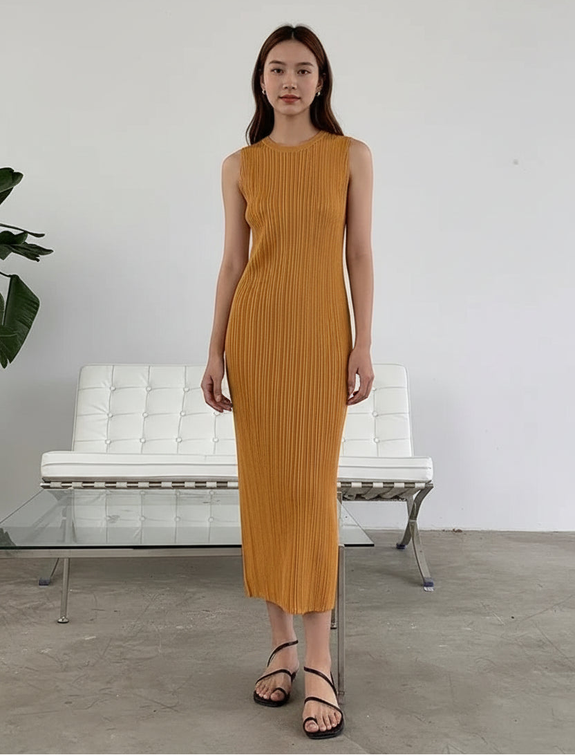 CurveKind™ Sleeveless Elastic Long Dress by Crystal Crystina, alternate view 3