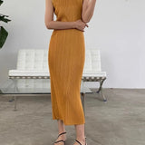 High  Elastic Sleeveless Long Dress