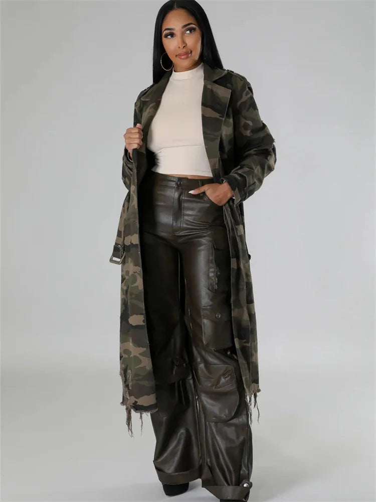 Camouflage Trench Coat by Crystal Crystina, alternate view 4