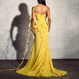 Solid Spliced Slim Backless Dress