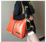 Printed Shoulder Bag with Leather Trim