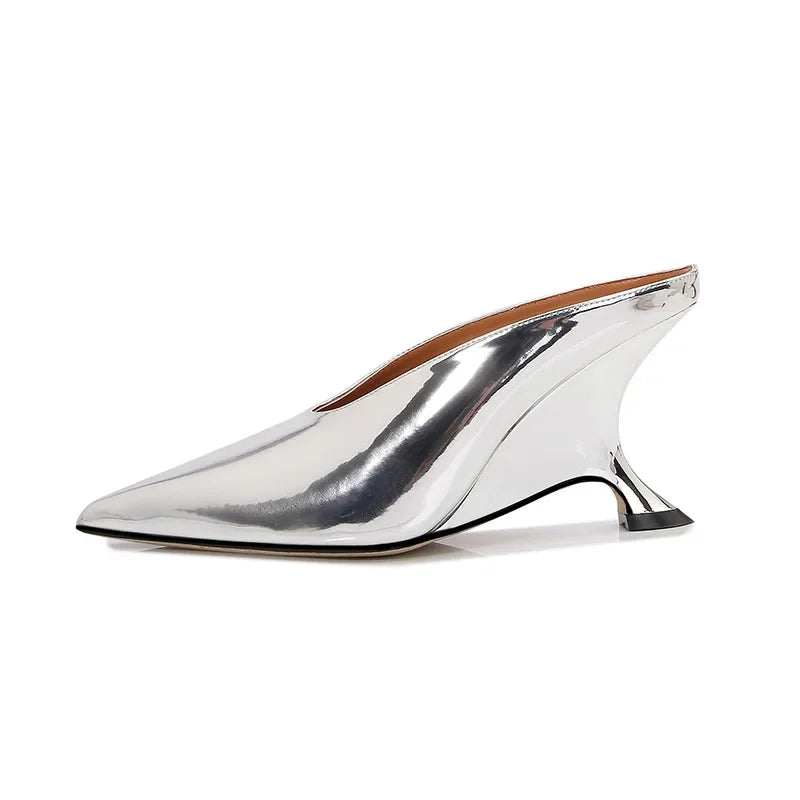 Pointed Toe Wedge Mules