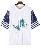 Lions Sequin Short Sleeve Tops