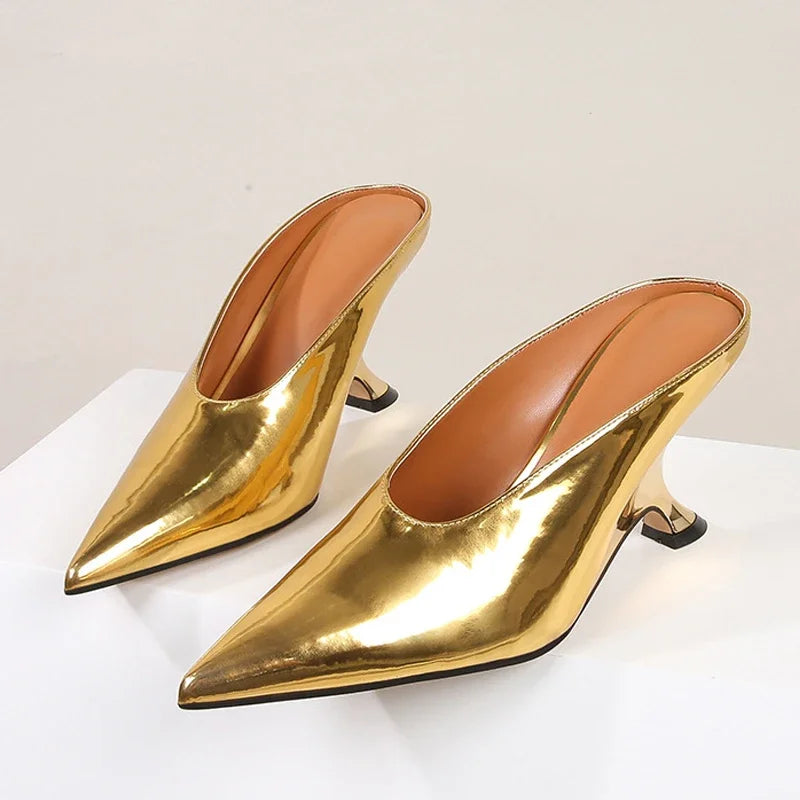 Pointed Toe Wedge Mules