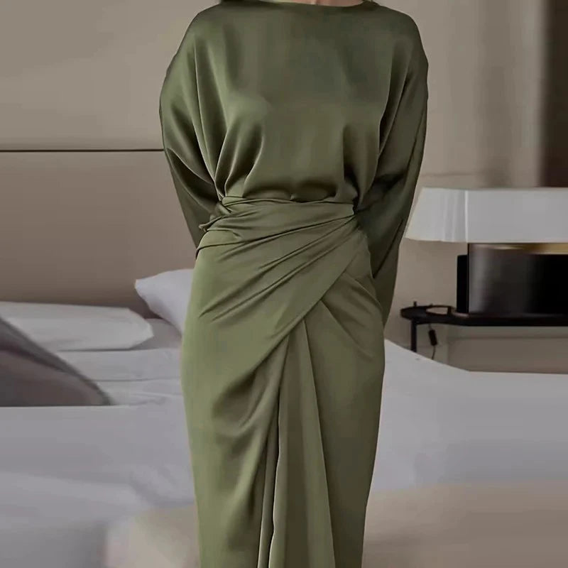 Tie-Waist Satin Dress by Crystal Crystina, alternate view 5