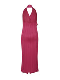 CureKind ™ Miyake Pleated V-neck Halter Dress