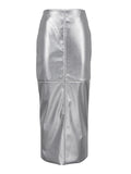 Metallic High Waist Classic Maxi Skirt