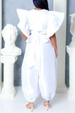 Matching Set -  Flutter Sleeves Round Neck and Loose Pants