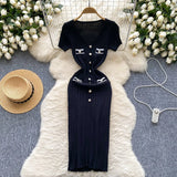 Chic V-Neck Bodycon Knitted Sweater Dress