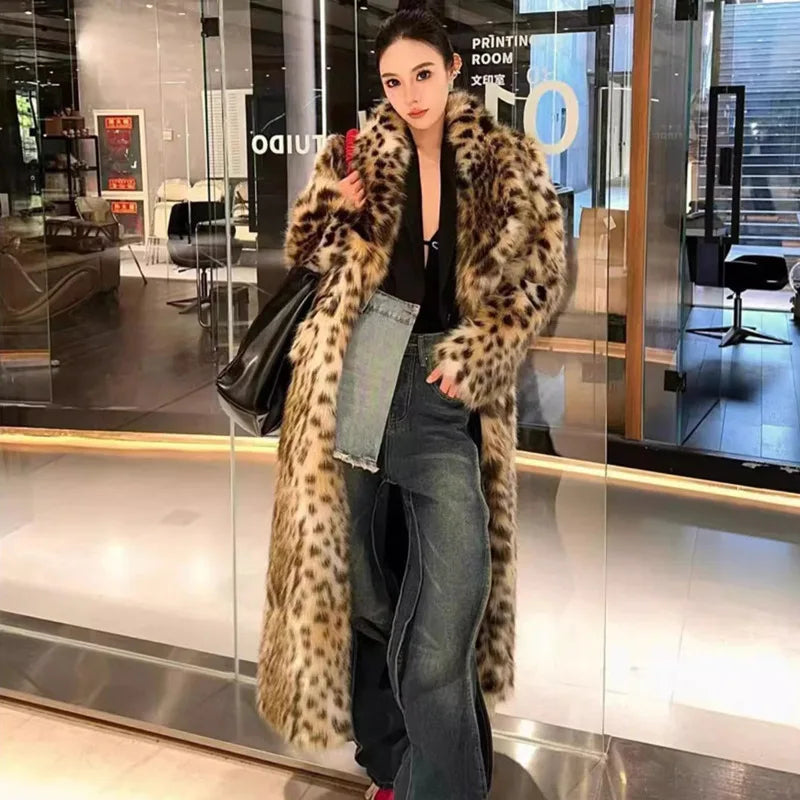 Luxury Leopard Faux Fur Coat by Crystal Crystina, alternate view 2