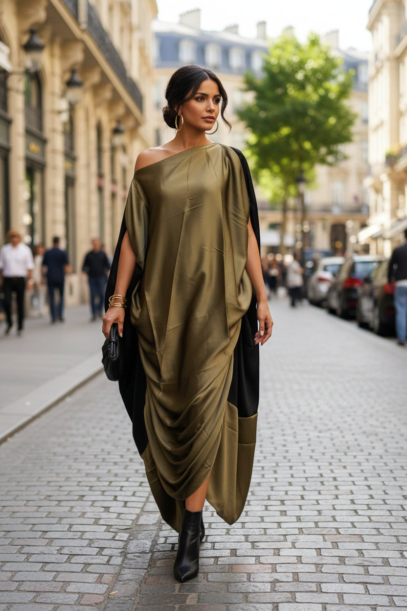 Silky Long Kaftan Evening Dress