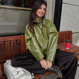 Faux Leather Jacket and Skirt Set