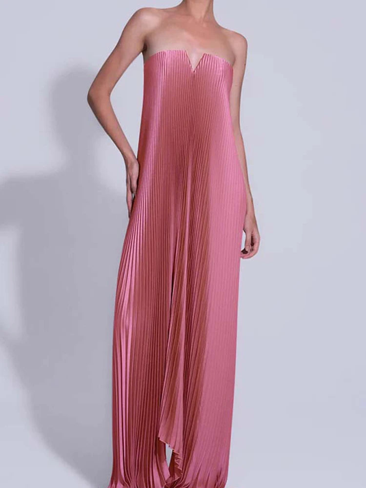 Sexy Backless High-Waist Folded Long Dress by Crystal Crystina, alternate view 8