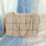 Handmade Cotton Knit Tassel Crossbody Bag