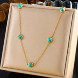 Turquoise Simplicity Golden Necklace & Earrings