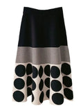 Mujer Polka Dot Knitted High Waist Skirt