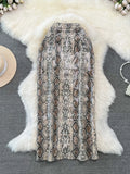 Sequin Animal  Print Midi Skirt