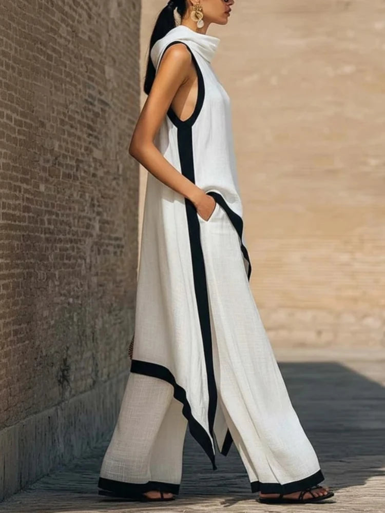 Linen Contrast Color Outfit