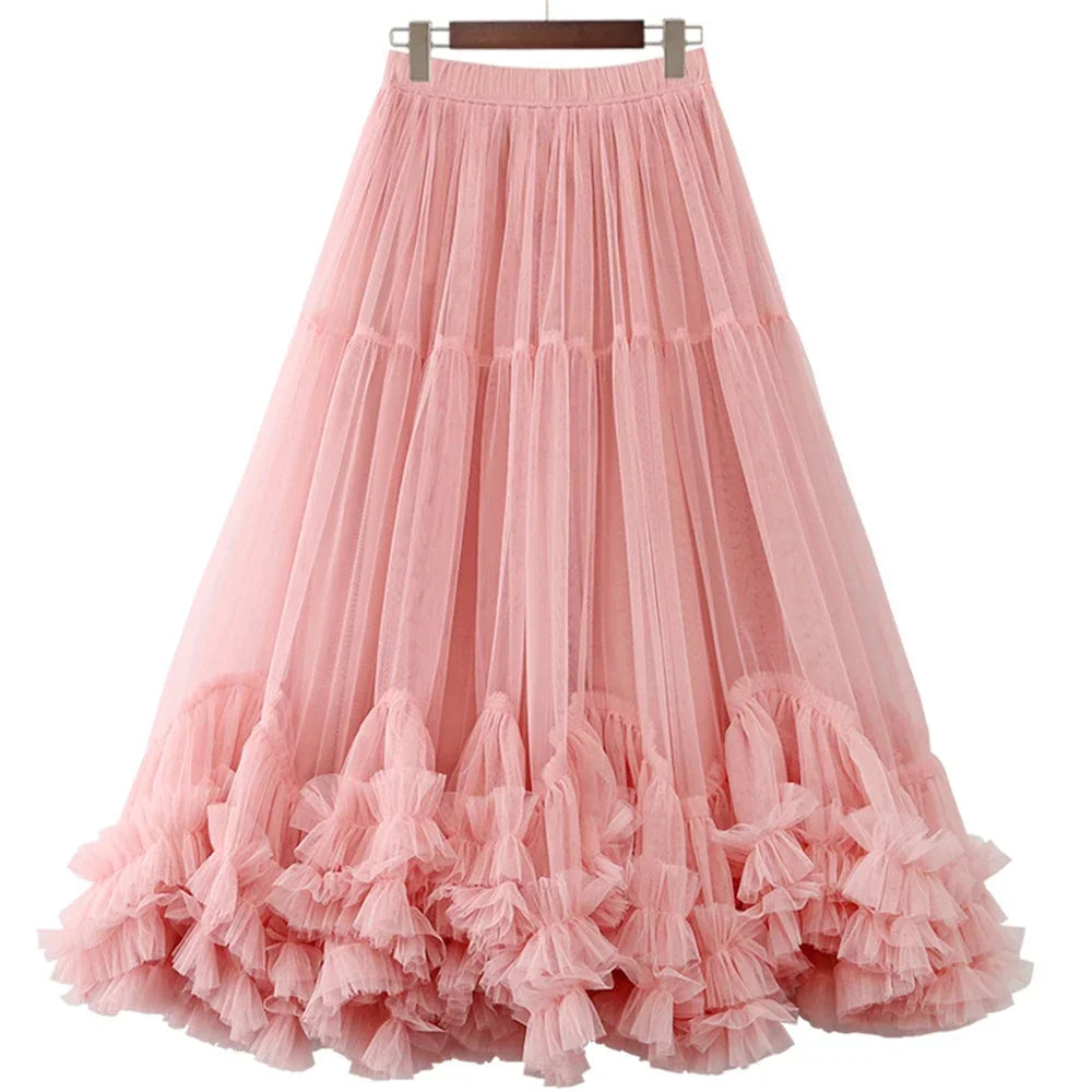 Long Mesh Layered Tulle Skirt by Crystal Crystina, primary view