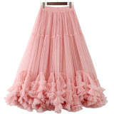 Long Mesh Layered Tulle Skirt