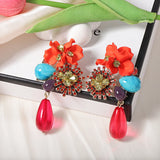 Floral Water Drop Long Earrings